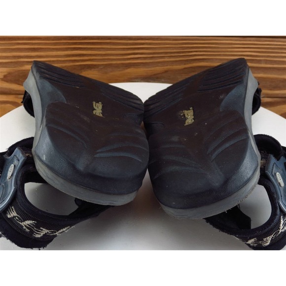 Teva Sz 10 Slip-On Sandals Black Synthetic Men Hook & Loop - Picture 9 of 10